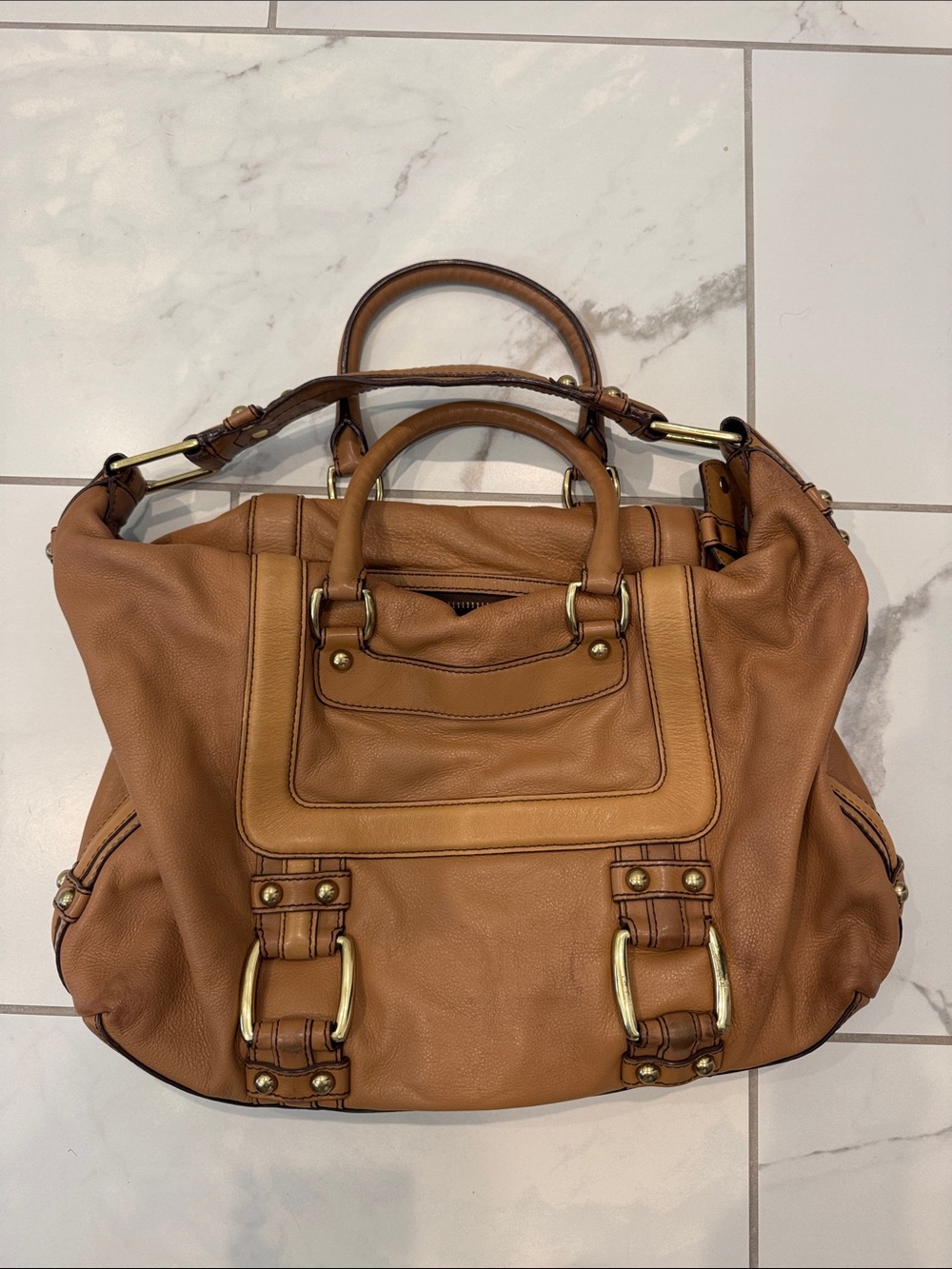 Banana Republic Leather Satchel Handbag in Tan